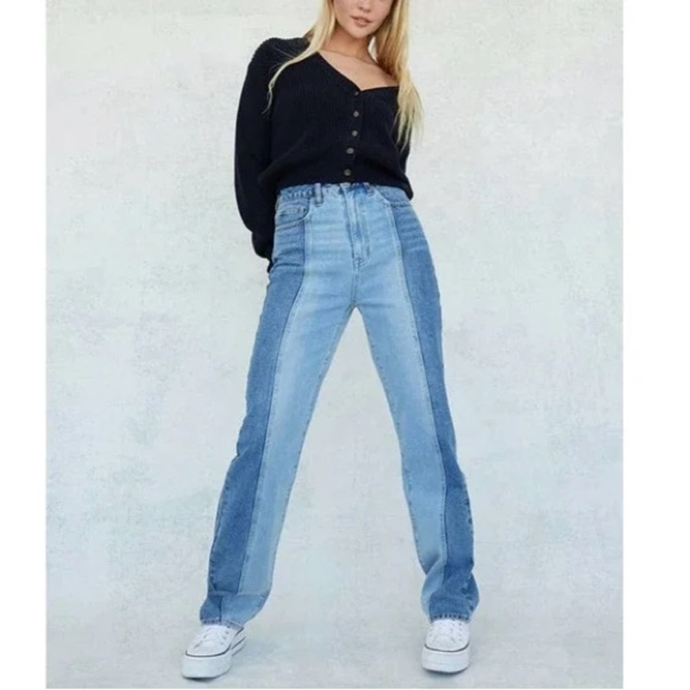 PacSun Eco Y2K Women’s Size 28 Two-Tone '90s Boyfriend Blue-High Rise Jeans - Picture 1 of 9